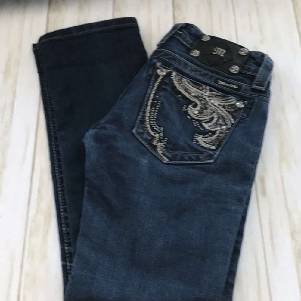 Miss Me Rhinestone Pocket Capris J14